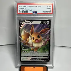 Pokemon PSA 9 MINT Eevee V SWSH065 V Powers Tins Promo Holo 2020 S#4112 - Image 1