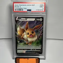 Pokemon PSA 9 MINT Eevee V SWSH065 V Powers Tins Promo Holo 2020 S#4112 - Image 1
