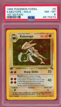 PSA 8 - Kabutops - 1999 Pokemon Fossil 9/62 Holo - 1st Edition - WOTC - Image 1