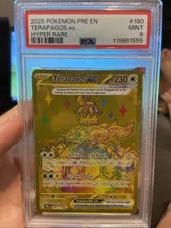 2025 POKEMON PRE EN-PRISMATIC EVOLUTIONS HYPER RARE #180 TERAPAGOS EX PSA 9 - Image 1