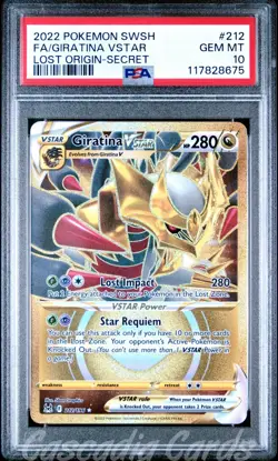 PSA 10 Giratina VStar Secret Gold Full Art 212/196 Lost Origin Pokemon - Image 1