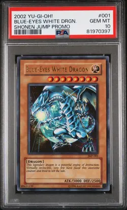Blue-Eyes White Dragon Yugioh 2002 JMP-001 Ultra Rare PSA 10 - Image 1