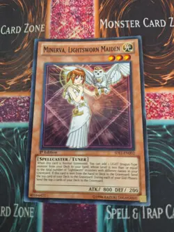 Yugioh Minerva, Lightsworn Maiden SDLI-EN002 Super Rare 1st Edition Near Mint - Image 1