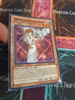 Yugioh Minerva, Lightsworn Maiden SDLI-EN002 Super Rare 1st Edition Near Mint - Image 2