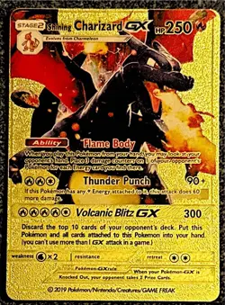 Shining Charizard GX Ultra Rare Gold Foil Fan Art Card - Image 1