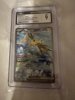 CGC 9 Zapdos ex 2023 Scarlet & Violet 151 202/165 Illustration Rare Pokemon Card - Image 1