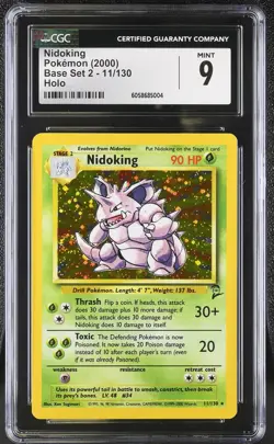 CGC 9 MINT Nidoking 2000 Base Set 2 11/130 Holo SWIRL Pokemon Card psa - Image 1