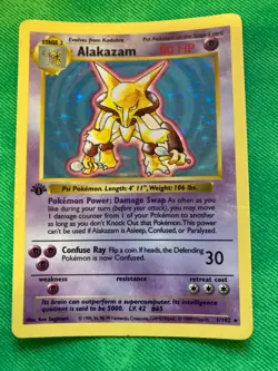Pokemon TCG 1999 Alakazam 1/102 Base Set 1999 Shadowless 1st Edition- LP/MP - Image 1