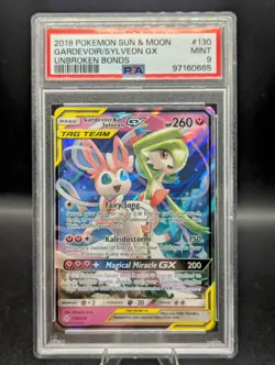 2019 Pokemon Sun & Moon Unbroken Bonds Gardevoir & Sylveon GX 130/214 PSA 9 🚀🚀 - Image 1