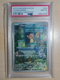 Pokemon Charmander SVP en 044 Obsidian Flames ETB Promo 2023 PSA 8 NM-MT Graded - Image 1