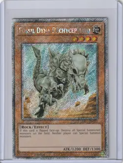 Yugioh RA03-EN195 Fossil Dyna Pachycephalo - Platinum Secret Rare 1st Edition - Image 1