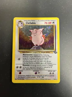 Pokemon TCG Clefable Holo Unlimited Rare Card 1/64 Jungle Base Set - Image 1