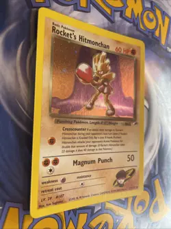 Rocket's Hitmonchan 11/132 Holo SWIRL 1st Edition Gym Heroes Pokemon Card - Image 2
