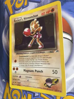 Rocket's Hitmonchan 11/132 Holo SWIRL 1st Edition Gym Heroes Pokemon Card - Image 3