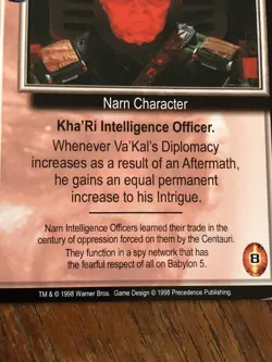 VA KAL 1998 BABYLON 5 CCG RARE CARD NEAR MINT NEVER PLAYED WITH - Image 3