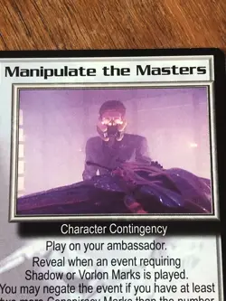 MANIPULATE THE MASTERS PSI CORPS BABYLON 5 CCG RARE CARD NEAR MINT NEVER PLAYED - Image 1