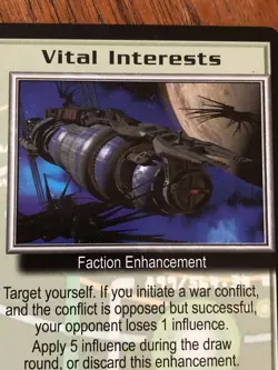 VITAL INTERESTS 1997 BABYLON 5 CCG RARE CARD NEAR MINT NEVER PLAYED - Image 1