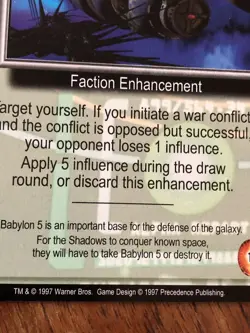 VITAL INTERESTS 1997 BABYLON 5 CCG RARE CARD NEAR MINT NEVER PLAYED - Image 3