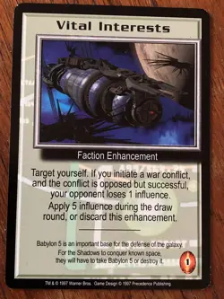 VITAL INTERESTS 1997 BABYLON 5 CCG RARE CARD NEAR MINT NEVER PLAYED - Image 4