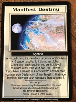 MANIFEST DESTINY THE SHADOWS BABYLON 5 CCG RARE CARD NEAR MINT NEVER PLAYED WITH - Image 4