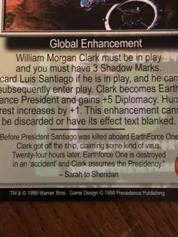 PRESIDENTIAL COUP 1998 BABYLON 5 CCG RARE CARD NEAR MINT NEVER PLAYED WITH - Image 3
