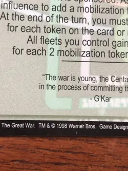 GEAR UP FOR WAR GREAT WAR BABYLON 5 CCG RARE CARD NEAR MINT NEVER PLAYED WITH - Image 3