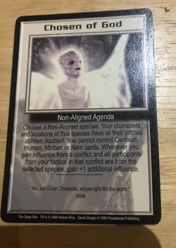 CHOSEN OF GOD THE GREAT WAR BABYLON 5 CCG RARE CARD NEAR MINT NEVER PLAYED - Image 1