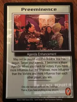 PREEMINENCE 1998 BABYLON 5 CCG RARE CARD NEAR MINT NEVER PLAYED WITH - Image 1