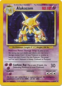 Alakazam (1/102) Base Set Unlimited​ - Moderately Played Holofoil Pokemon TCG - Image 1