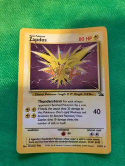 Pokemon TCG - Zapdos 15/62 - Fossil - Cosmos Holo - WOTC Rare LP - Image 1