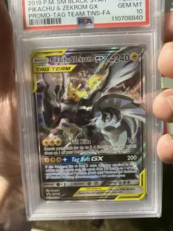 2019 POKEMON SM BLACK STAR PROMO #SM168 PIKACHU & ZEKROM GX PSA 10 - Image 1