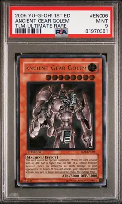 Ancient Gear Golem Yugioh 2005 TLM-EN006 Ultimate Rare 1st PSA 9 - Image 1