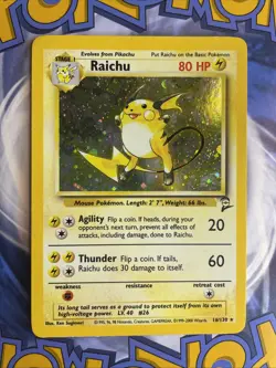 Pokemon TCG Raichu Base Set 2 Holo Unlimited Holo Rare Card 16/130 LP - Image 1