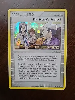 NM! Mr. Stone's Project 79/106 Reverse Holo EX Emerald Stamped Pokemon Card - Image 1