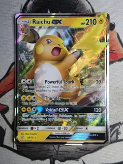 Raichu GX 29/73 2017 Pokemon Shining Legends Holo LP/MP Card - Image 1