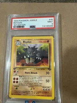 Pokemon TCG Rhydon Jungle 1st Edition Uncommon Card 45/64 Regular Psa 9 - Image 1