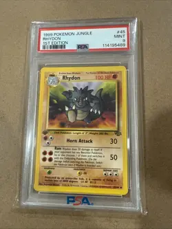 Pokemon TCG Rhydon Jungle 1st Edition Uncommon Card 45/64 Regular Psa 9 - Image 2