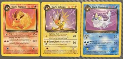 Pokemon Team Rocket Dark Jolteon 38/82 Dark Vaporeon 45/82 Dark Flareon 35/82 - Image 1