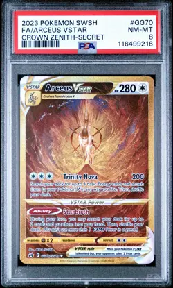 PSA 8 MINT Arceus VSTAR Crown Zenith Secret Holo Pokemon GG70/GG70 - Image 1