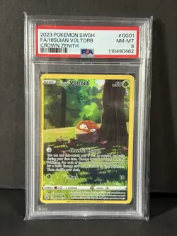 2023 Pokemon SWSH Crown Zenith Galarian Gallery Hisuian Voltorb Full Art - PSA 8 - Image 1