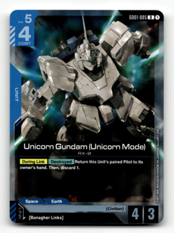 Gundam Card Game Unicorn Gundam (Unicorn Mode) GD01-005 - Newtype Rising - Image 1