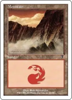 1x Moderately Played, English, Mountain (339) - Seventh Edition - MTG - Image 1