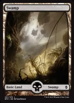 1x Lightly Played, English, Swamp (261) (Full Art) - Battle for Zendikar - MTG - Image 1