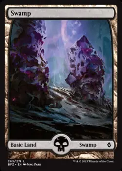 1x Lightly Played, English, Swamp (263) (Full Art) - Battle for Zendikar - MTG - Image 1