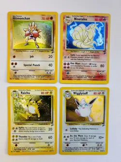 Pokemon Vintage WOTC Base 2 Holo Lot HITMONCHAN NINETALES RAICHU WIGGLYTUFF - Image 1