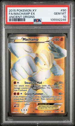 2015 POKEMON XY ANCIENT ORIGINS #90 FULL ART/MACHAMP EX PSA 10 - Image 1
