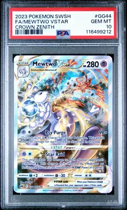 Pokemon Crown Zenith - Mewtwo VSTAR GG44 Alternate Art Galarian PSA 10 GEM MINT - Image 1