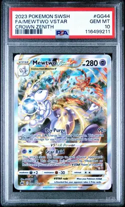 Pokemon Crown Zenith - Mewtwo VSTAR GG44 Alternate Art Galarian PSA 10 GEM MINT - Image 1