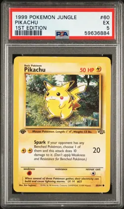 1999 POKEMON JUNGLE 1ST ED #60 PIKACHU PSA 5 - Image 1