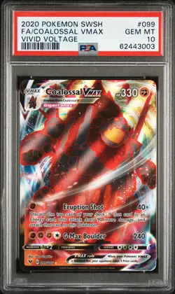 2020 POKEMON SWORD & SHIELD VIVID VOLTAGE #099 FULL ART/COALOSSAL VMAX PSA 10 - Image 1